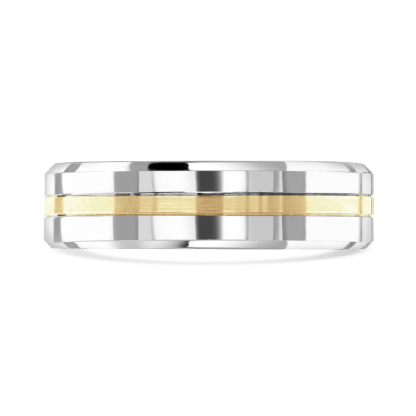 Theo Gents Two Tone Flat Court Wedding Ring