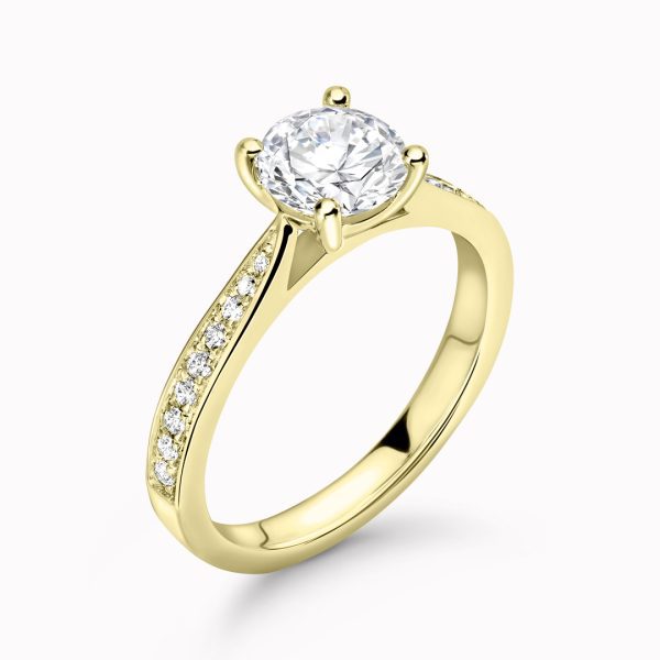 Anna Natural Round Diamond Sidestone Ring