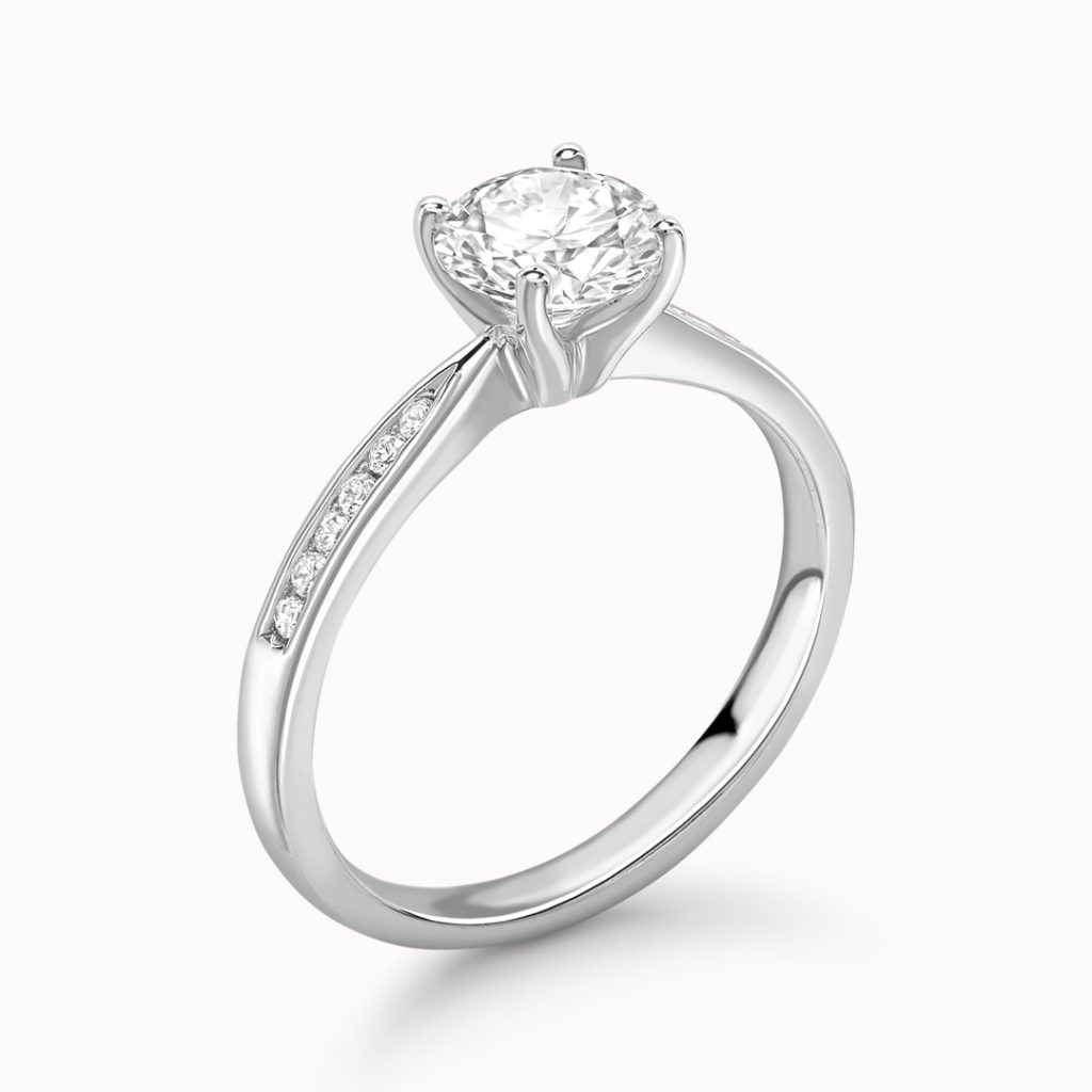 Dafne Lab Grown Round Diamond Sidestone Ring | Bercott Jewellers