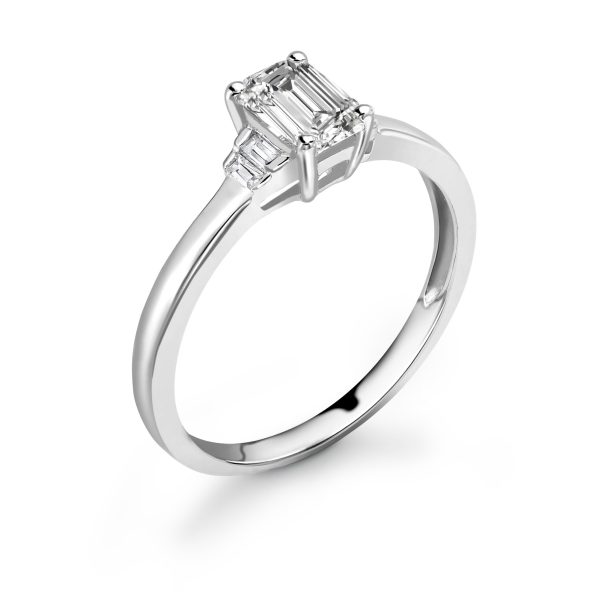 Poppy Lab Grown Emerald Diamond Sidestone Ring