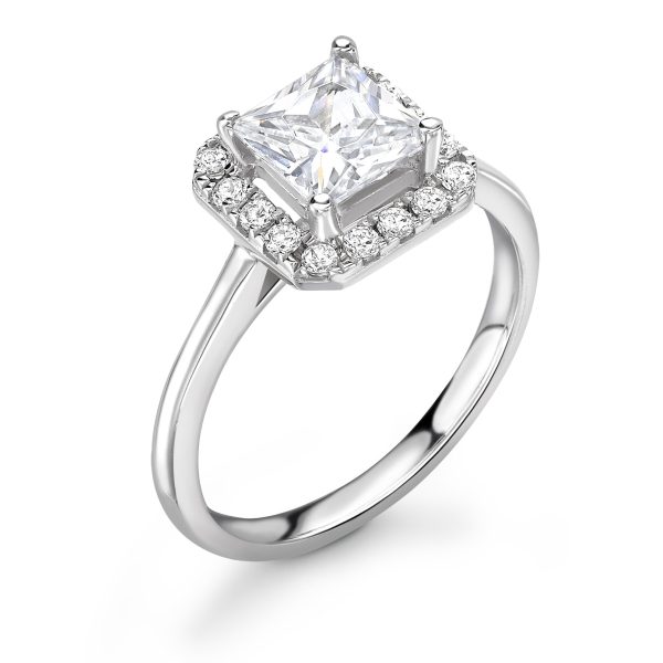 Capella Lab Grown Princess Diamond Halo Ring