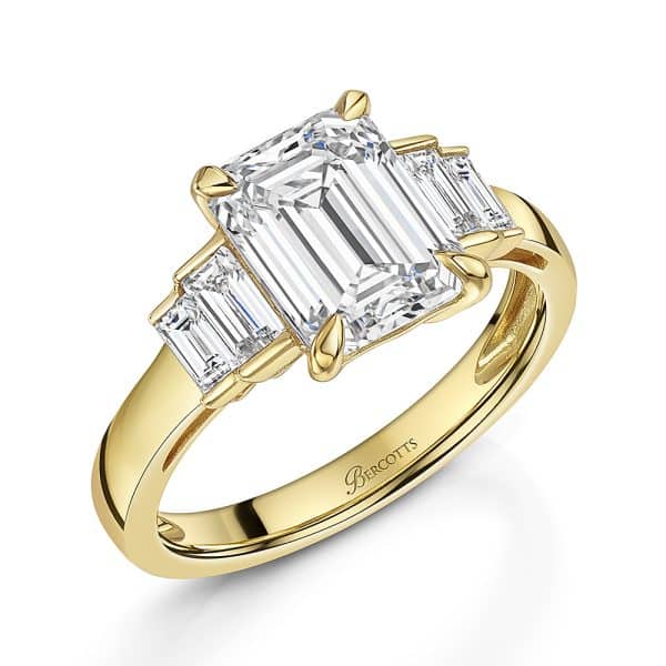 Poppy Natural Emerald Diamond Sidestone Ring