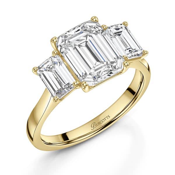 Cairo Natural Emerald Diamond Trilogy Ring
