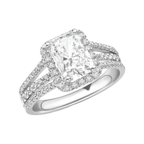 2.50cts G SI1 GIA Radiant Cut Diamond Halo Engagement Ring