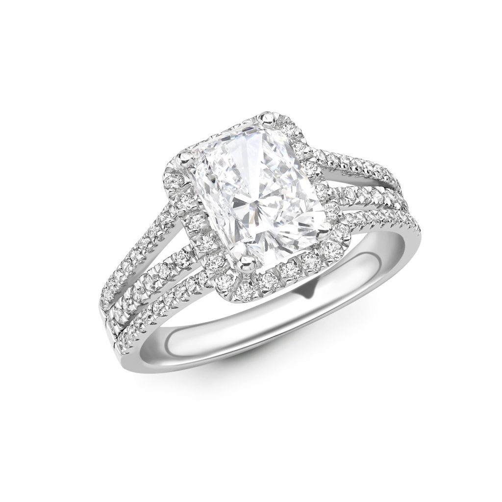 2.50cts Emerald Cut Diamond Halo Engagement Ring | Bercott Jewellers