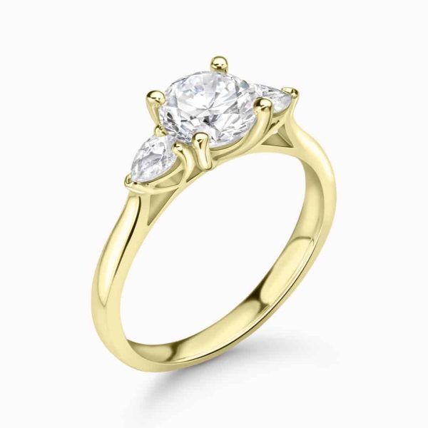 Yellow Gold Brilliant and Pear Cut Engagement Ring 1.80cts