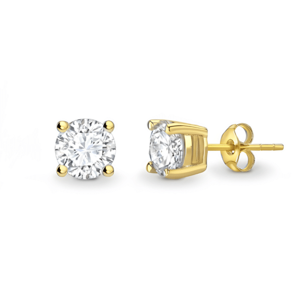 2.00ct Brilliant Cut Diamond Stud Earrings in Yellow Gold - Lab Grown