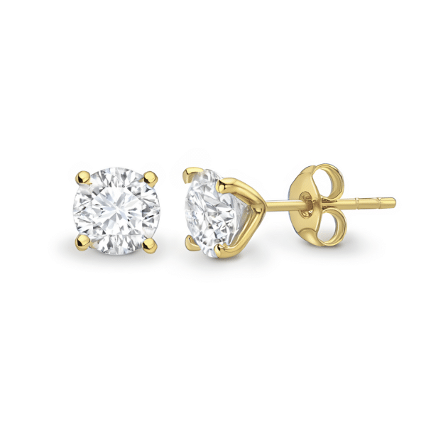 3.00ct Brilliant Cut Diamond Stud Earrings in Yellow Gold - Lab Grown