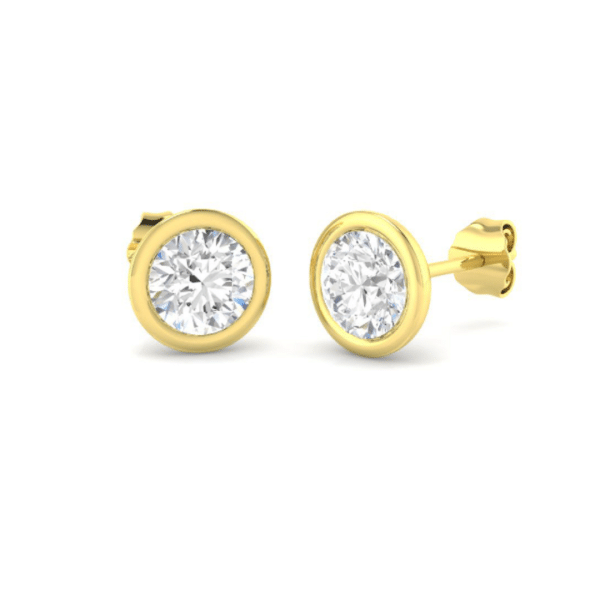 2.00ct Brilliant Cut Diamond Stud Earrings in Yellow Gold - Lab Grown Diamonds