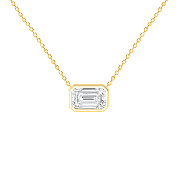 0.7ct Emerald Cut Diamond Bezel Pendant in 18ct Gold Vermeil - Lab Grown
