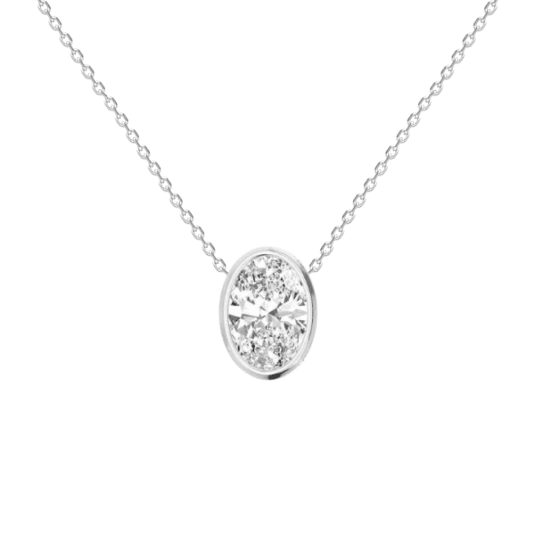 0.70ct Oval Cut Diamond Bezel Pendant in Platinum Vermeil - Lab Grown
