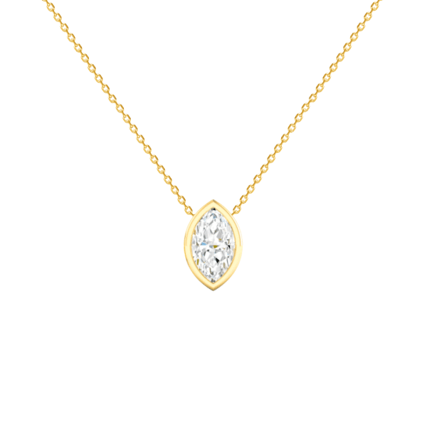 0.70ct Marquise Cut Diamond Bezel Pendant in 18ct Gold Vermeil - Lab Grown