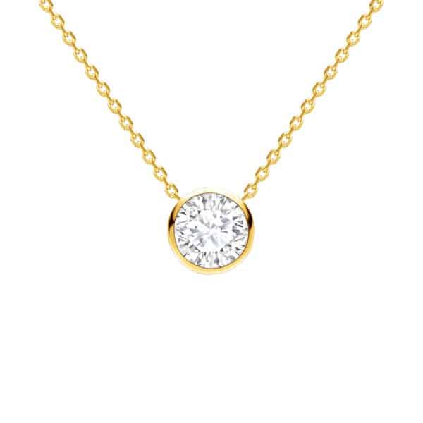 1ct Brilliant Cut Diamond Bezel Pendant in 18ct Gold Vermeil - Lab Grown