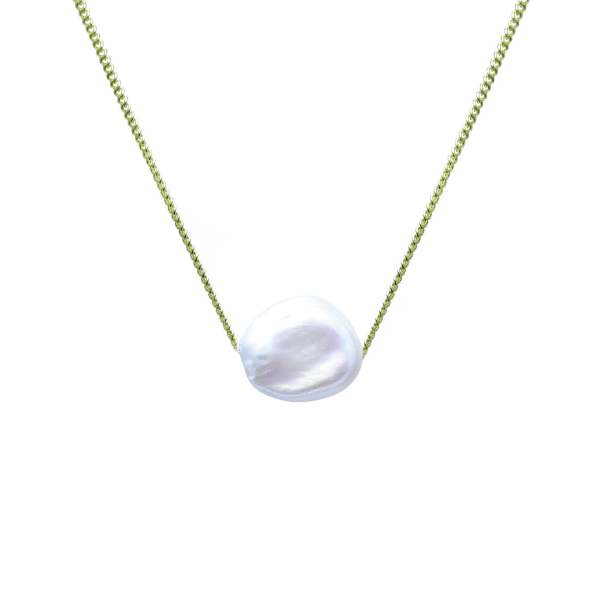 9ct Yellow Gold Freeform Keshi Pearl Pendant