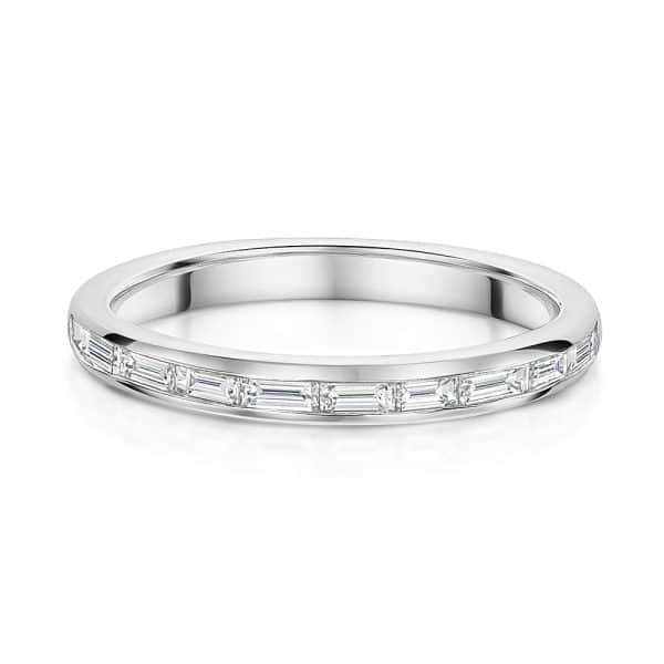 Priya channel set landscape baguette cut diamond wedding ring