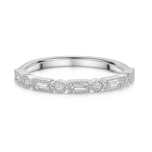 Tara Vintage Style Brilliant & Baguette Cut Diamond Wedding Ring