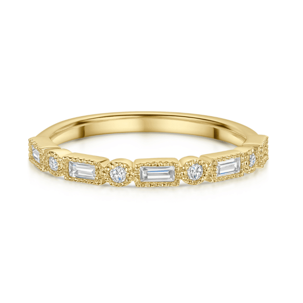 Tara Vintage Style Brilliant & Baguette Cut Diamond Wedding Ring