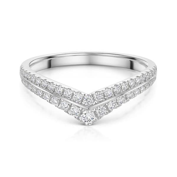Viva Double Row Brilliant Cut Wishbone Diamond Wedding Ring