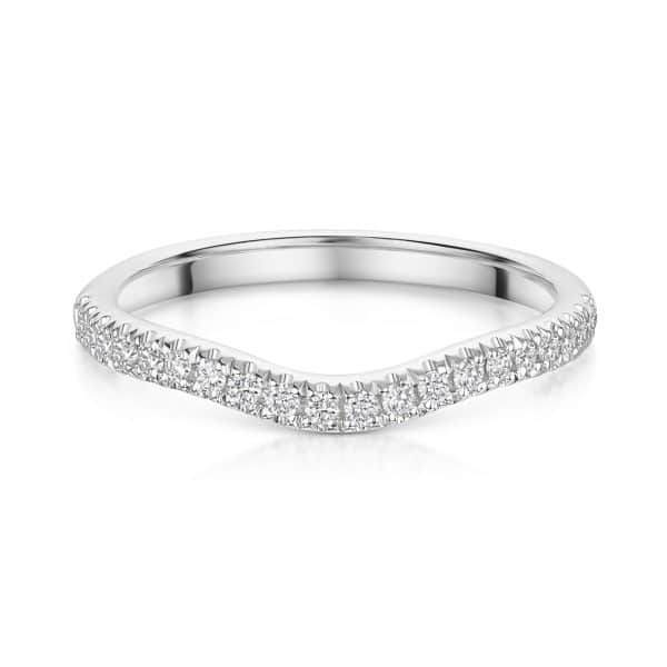 Portia Curved Micro Claw Set Brilliant Cut Diamond Wedding Ring