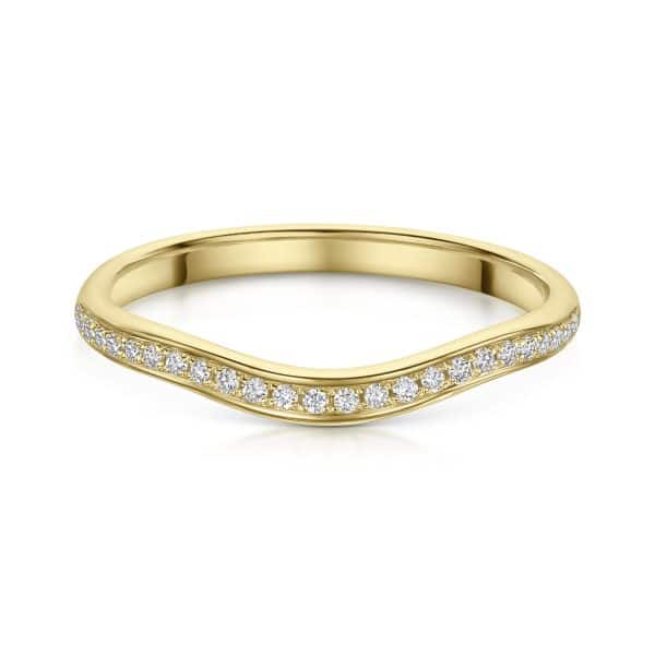 Gloria Curved Grain Set Brilliant Cut Diamond Wedding Ring