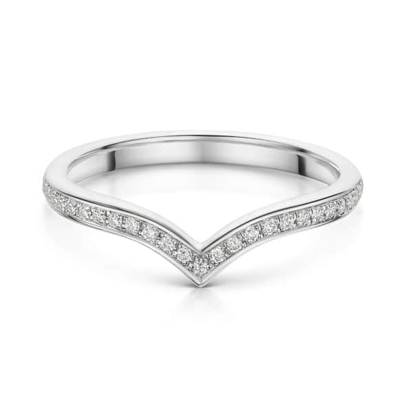 Fauna Grain Set Brilliant Wishbone Diamond Wedding Ring