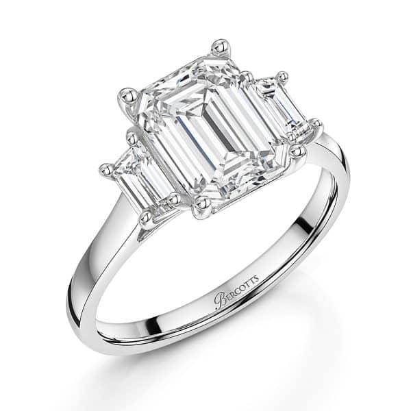 Rowena Natural Emerald Cut Diamond Trilogy Ring