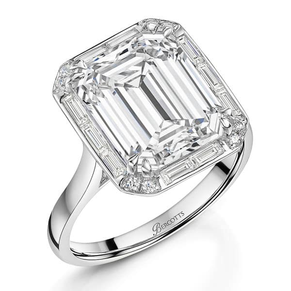 Quinn Natural Grown Emerald Cut Diamond with Bezel Set Halo Ring