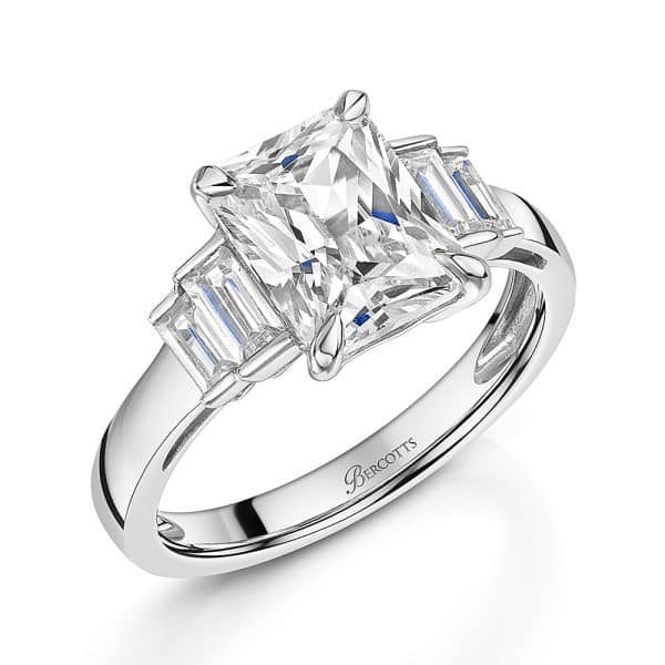 Poppy Natural Radiant Diamond Sidestone Ring