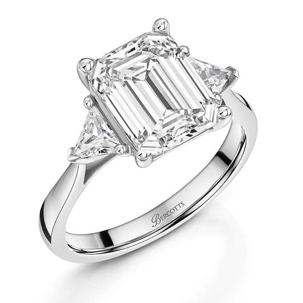 Juliana Natural Emerald Cut Diamond Trilogy Ring