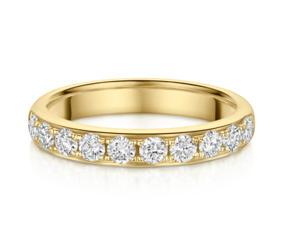 Gold ring with diamond accents.